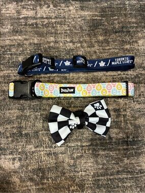 Patterned Kids Pet Collar with Black & White Bow